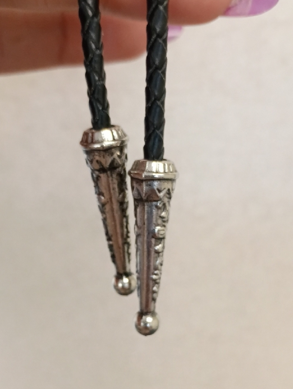 Western Bolo Tie Necklace Brown Cabochon Pendant Black Cord Vintage Style - Picture 3 of 11